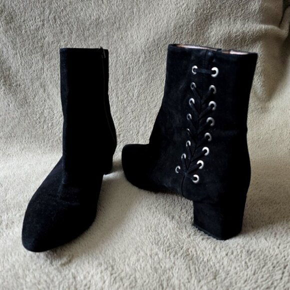 Aquatalia Black Suede Polina Corset Ankle Boots size 11 - Picture 1 of 11